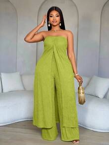 SOLERSUN Bộ đồ gồm áo quây màu xanh lá cây trơn, xẻ tà phía trước, và quần dài với chất liệu vải có họa tiết, thích hợp cho thời gian thư giãn tại nhà, kỳ nghỉ biển, du lịch nghỉ dưỡng. Trang phục nữ thanh lịch và lãng mạn cho ngày Valentine, hẹn hò, lễ hội Fasching/Karneval. Hàng mới về mùa xuân/hè, bộ đồ hai mảnh nữ mùa thu, trang phục dự tiệc Homecoming, Lễ Tạ ơn, trang phục tựu trường. - màu xanh lá - Xem 1