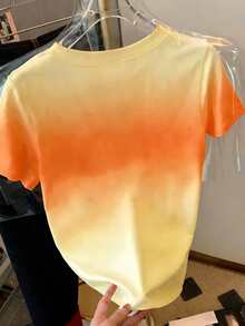 Resyla 女士渐变色休闲百搭圆领短袖T恤 - 彩色 - 查看 2