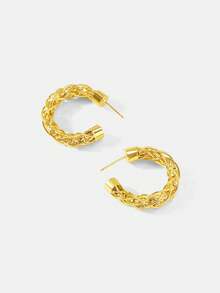 MOTF PREMIUM PRE-18K镀金扭纹宝石耳环 - 金黃色 - 查看 2