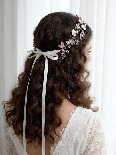 Cirelle Crystal & Pearl Leaf Flower Hairband – Adjustable Elegant Bridal Headpiece, Princess-Style Hair Accessory For Bride, Bridesmaids, Parties & Daily Wear