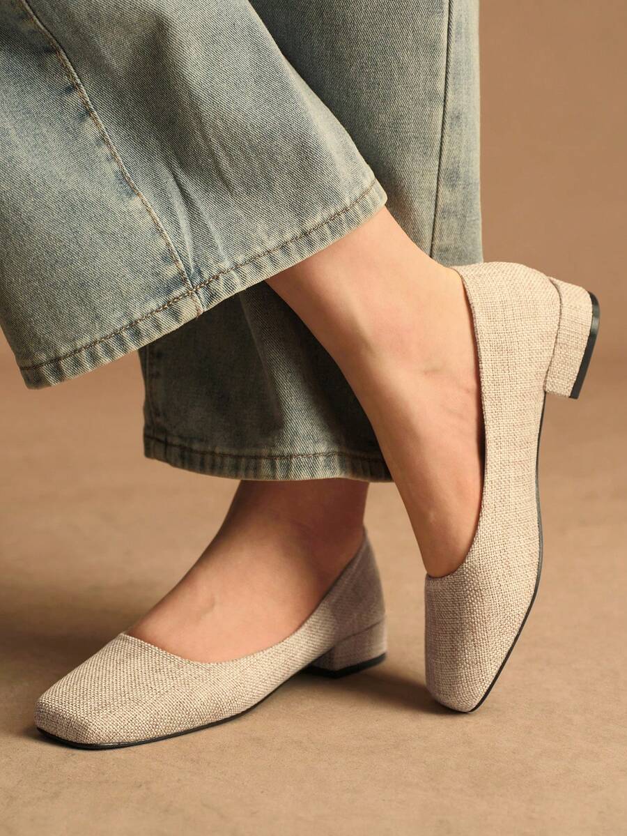 Rosivie Giày lười nữ mũi vuông, kiểu dáng thường ngày. - Màu Khaki - Xem 1