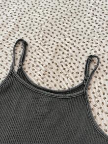 Teen Girl's Fashionable Washed Gray Fabric Camisole Jumpsuit With Long Pants, Spring/Summer - Grey - View 4