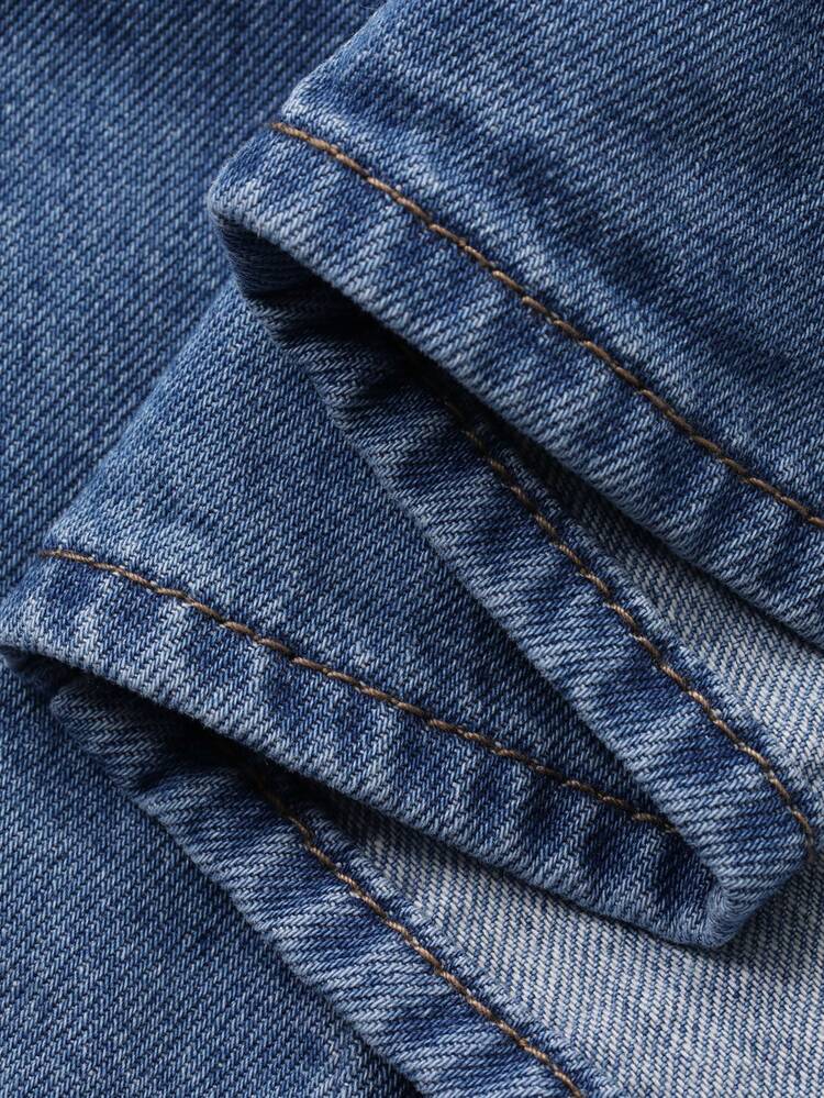 Women's Collared Belted Short Sleeve Casual Denim Dress