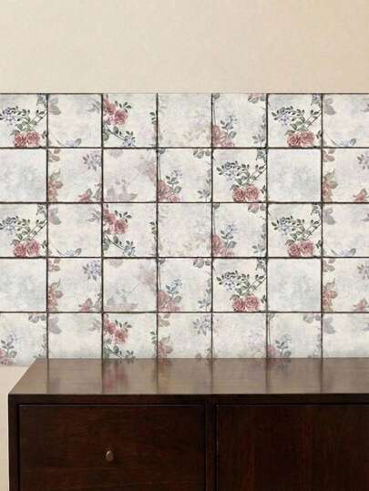 Cirelle 10pcs Retro French Country Self-Adhesive Tile Wall Stickers – Waterproof & Moisture-Proof Peel And Stick Floor Tiles, Oil-Proof Kitchen Backsplash, Multi-Room Home Decor