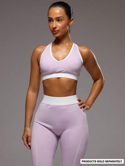 Musera Sport 白色撞色缝线加厚可调节肩带运动文胸，仅适用于运动健身、健身房、普拉提、日常休闲运动，适合炎热出汗等场合。