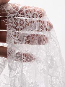 FRIFUL 女士弹力腰带花卉蕾丝A字裙 - 白色 - 查看 8