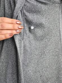 Moonlight&Mama Maternity Solid Color Pleated Casual Dress - Grey - View 3