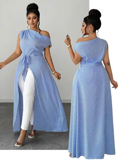 Maweii Blusa sin mangas con abertura frontal, asimétrica y con nudo, de estampado floral tropical multicolor y de talla grande para mujer