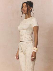 MUSERA 修身长款印花花边上衣套装（仅上衣）可爱春日假日少女风 Sugar Salt - 彩色 - 查看 3