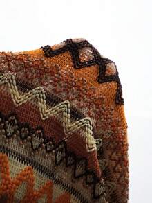 SaltGleam SaltGleam Striped Knit Textured Fabric Ruffle Trim Backless Halter Mini Dress - Multicolor - View 5