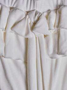 MUSERA Ruffled Frill Waist Side Tie Detail Low Rise Fitted Flare Trouser Coord Bottoms Only Cute Spring Holiday Girly Sugar Salt - White - View 6