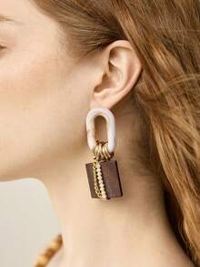 MOTF PREMIUM 预制木拼接亚克力耳环 - 金色 - 查看 7