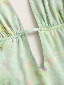 Sweetra Women's Tie-Neck Ruched Mini Dress, Fashionable For Dates And Parties - Multicolor - View 4