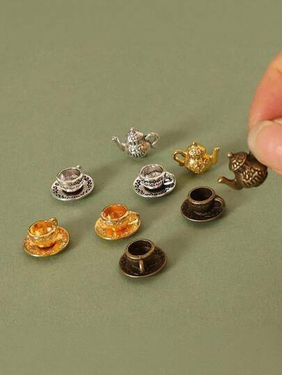 MINKOJA - SELECTS 3pcs, Mini Tea Cup Tool Set, Metal Mini Tea Pot, Small Tea Cup, Mini Doll Tea Set, Elegant Doll House Accessories, Coffee Shop Furniture, Kitchen Decoration Accessories, Photography Props, Suitable For Christmas, New Year, Valentine's Day Gifts, Birthday Gifts