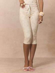 MUSERA 修身系带印花七分裤套装（仅下装）可爱春日假日少女风 Sugar Salt - 彩色 - 查看 2