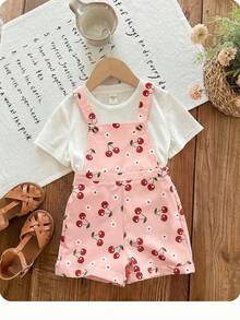 LMoss Kids Baby Girl Cherry Print Woven Romper - Multicolor - View 3