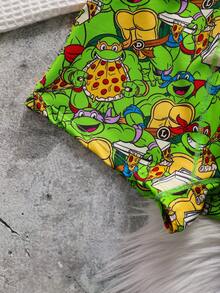 TEENAGE MUTANT NINJA TURTLES | SHEIN 1件男士卡通印花平角内裤 - 綠色 - 查看 4