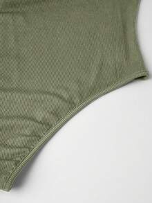 Olithes 纯色紧身衣和阔腿裤两件套 - 軍綠色 - 查看 6