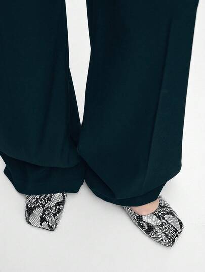 Mnmlis Autumn New European And American Style Snake Skin Pattern Pointed Toe Low Vamp Shoes Women's Color Matching Versatile Flat Shoes