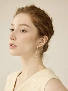 MOTF PREMIUM CROSS PEARL EARRINGS EUROPEAN AND AMERICAN RETRO ELEGANT TEMPERAMENT EARRINGS LIGHT LUXURY EARRINGS - Gold - View 4