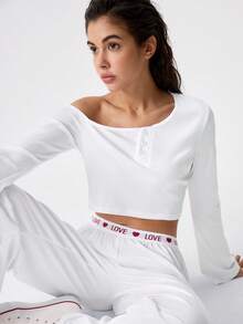 Loungeista Lowkey Lull White Comfortable Casual Soft Chic Autumn Casual Easy Comfort Autumn Slumber Long Sleeve Long Pants Set, Women Sleepwear Setfor Summer - White - View 7