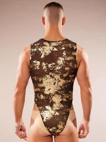 FeverCity 男士金箔图案无袖连体裤 - 彩色 - 查看 4