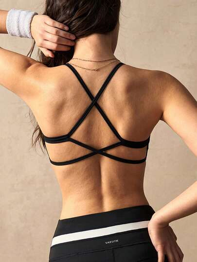 VARSIVA 女士纯色露背性感交叉紧身运动文胸