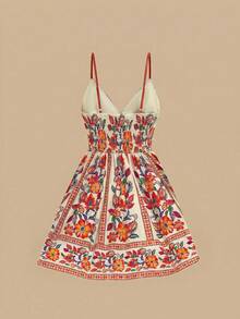 Travachic 春夏度假雪纺印花吊带迷你连衣裙（女款） - 彩色 - 查看 2