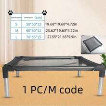 1 chiếc giường cho thú cưng bằng thép không gỉ, sử dụng được quanh năm, vải lưới có thể tháo rời và giặt được, dành cho chó. - màu đen - Xem 18