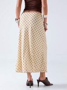 LYSMO Polka Dot Print Mesh Women's Skirt - Yellow - View 2