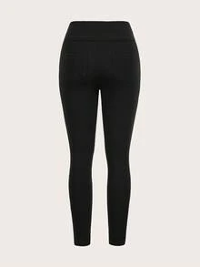 Firerie 女款高腰扣環與拉鍊裝飾彈性緊身褲 - 黑色 - 查看 9