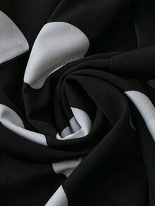 Olithes 女士优雅圆点印花系腰 A 字中裙，秋季 - 黑與白 - 查看 5