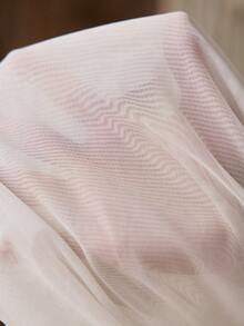 SHEIN 孕妇纯色褶皱露肩鱼尾下摆修身优雅连衣裙 - 白色 - 查看 7