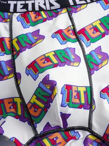 Tetris™ X SHEIN 2pcs Men's Boxer Briefs With Digital Cube & Letter Print, Elastic Waistband - Black and White - View 6