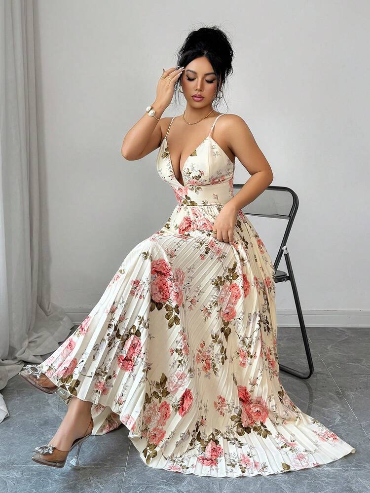 Rafferiza Vestido elegante y sexy de mujer con estampado y volantes - Multicolor - Añade 8