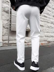 Artur Kramer Men's Casual Versatile Solid Color Tapered Suit White Pants - White - View 2