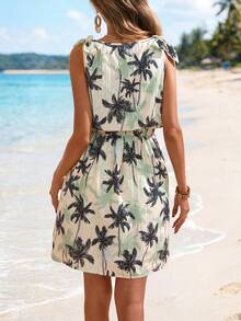 Sylviya Women's Casual Coconut Tree Print Vacation Dress Summer Outfits For Women Summer Dresses Beach Outfits For Women Beach Dress Casual Dresses For Women Vacation Outfits Women Summer Holiday Outfits Vacation Dresses, Beach Vacation Outfits For Women Floral Dresses For Women Dresses For Women Summer Cruise Outfit For Women Hawaii Outfits Women - Multicolor - View 2