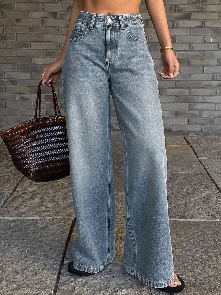 Women's Low Waist Loose Straight Leg Casual Jeans Y2k