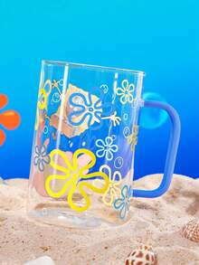 SpongeBob SquarePants | SHEIN 1个 27.1盎司/800毫升 可爱卡通图案印花硼硅酸盐玻璃杯，耐冷耐热，适用于牛奶、果汁、咖啡等。 - 無色 - 查看 9