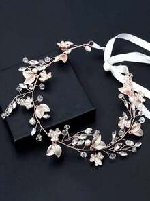 Cirelle Bentiță de păr cu flori din cristale și perle – accesoriu de păr elegant și reglabil pentru mireasă, accesoriu de păr în stil prințesă pentru mireasă, domnișoare de onoare, petreceri și ținute de zi cu zi - Multicolor - Vizualizare 16