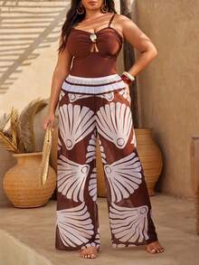 Swim Oasis Conjunto de traje de baño de 3 piezas talla grande, atuendo de uso diario minimalista para playa de verano para mujeres - Marrón - Ver 6
