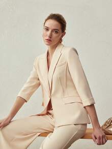 MOTF PREMIUM ELEGANT FITTED WAIST BLAZER, SPRING/SUMMER - Apricot - View 5