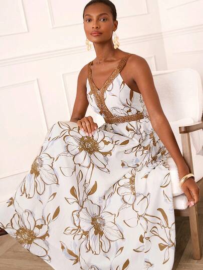 Lilora Abito elegante da donna con inserti in pizzo