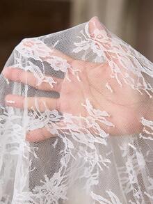 SHEIN 优雅纯色蕾丝拼接美人鱼孕妇装 - 白色 - 查看 9