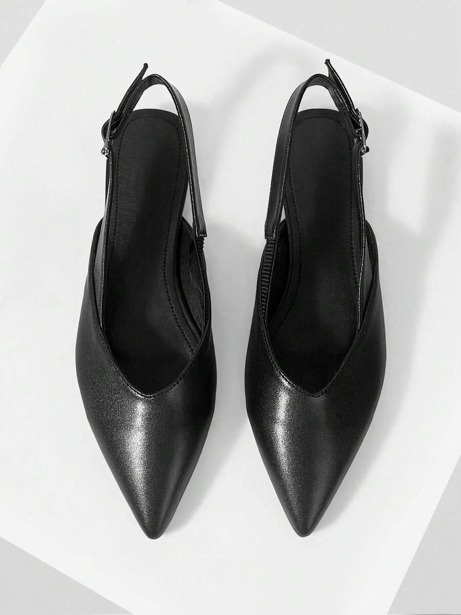 Mnmlis Women's Fashion Commuter Wear Pointed Flat Shoes - Black - View 1