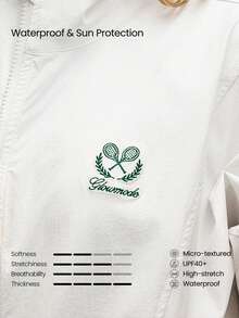 GLOWMODE Water-Resistant Sunproof Waist Length High Neck Elastic Hem Mesh Panels Jacket Tennis Pickleball Daily Casual Wear - White - View 5