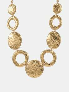 Lumivelle 1pc European Stylish Exaggerated Minimalist Geometric Necklace - Yellow Gold - View 2