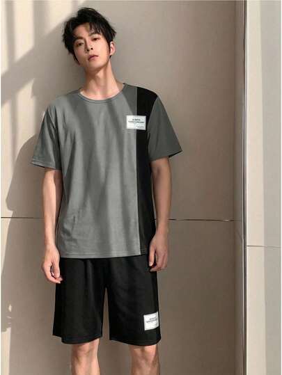 Set de 2 piezas de pijama de manga corta y pantalón corto para adolescentes varones