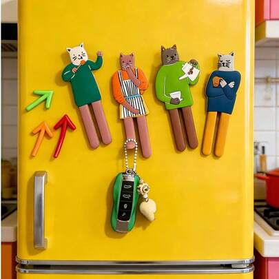 Joivida Móc nam châm hình mèo sáng tạo, nhiều hình dạng, mèo cà phê, mèo kẹo mút, mèo trà sữa, mèo tạp dề, móc nam châm tủ lạnh hình mèo, kẹp nam châm tủ lạnh nhà bếp, dùng để treo chìa khóa, khăn và các vật dụng nhẹ, thiết kế linh hoạt, nam châm mạnh không dễ trượt, trang trí nhà cửa theo phong cách Bắc Âu và Nhật Bản, sử dụng được ở trường học, nhà bếp, phòng khách, phòng ngủ, văn phòng và các nơi khác.