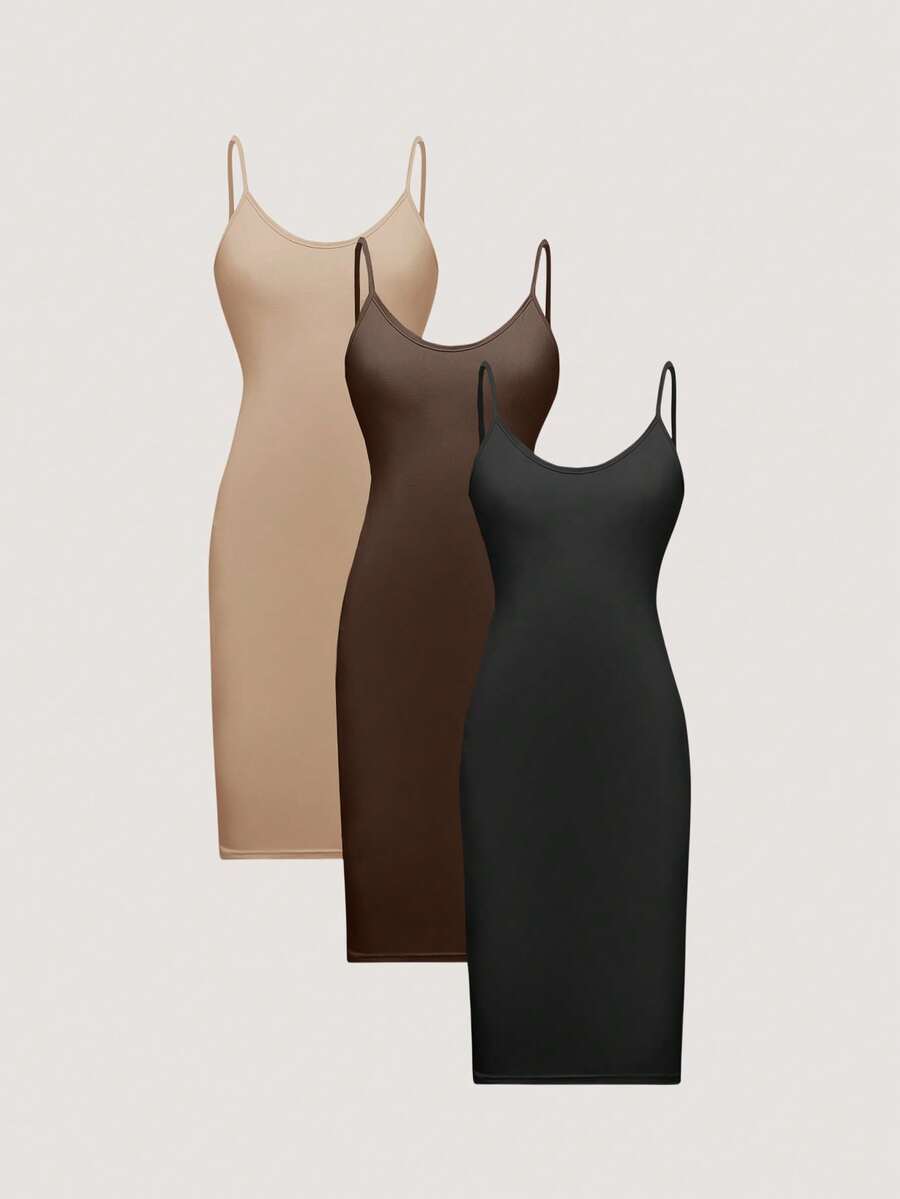 Olithes Vestido Casual De Tirantes De Espagueti De Color Sólido - Multicolor - Ver 1